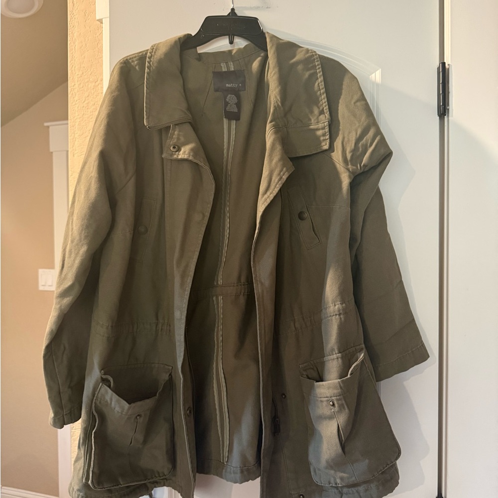 Matty M Olive Utility Jacket with Branded Label